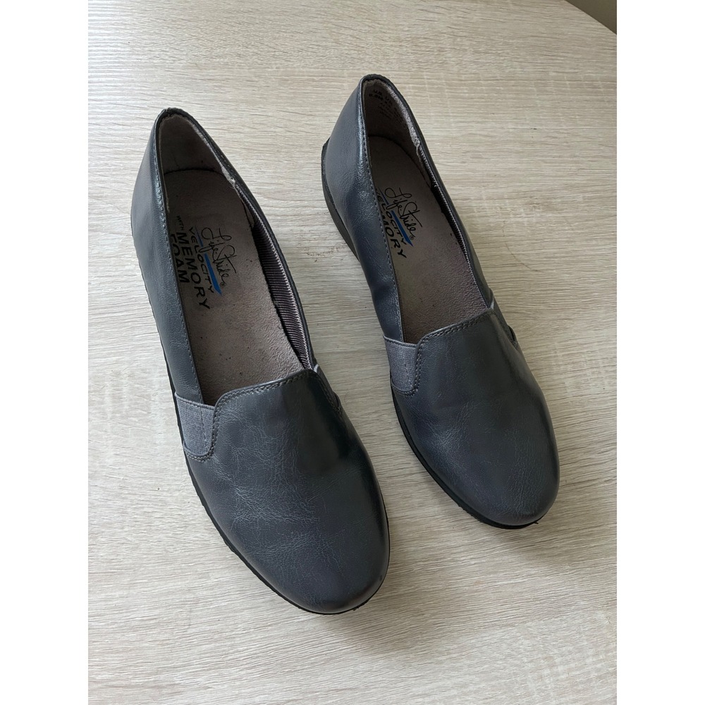 LifeStride Velocity Memory Foam Grey Slip On Loafers Isabelle Flats Womens 6.5M